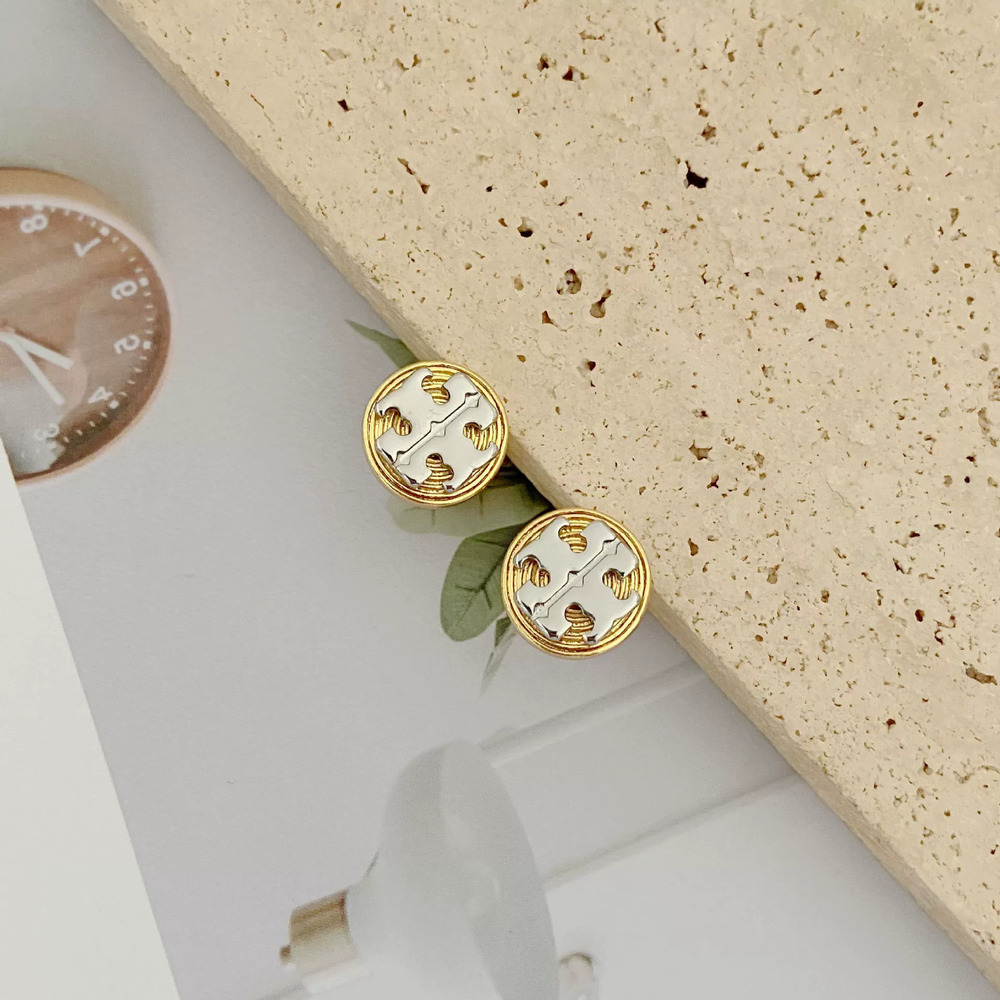 Tory Burch Round Letter Colorblock Earrings